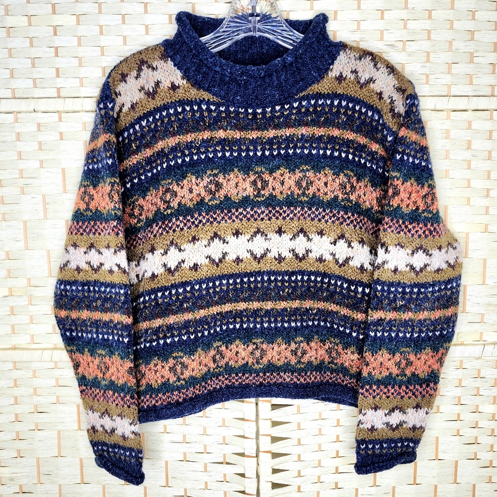 St John's Bay Women's Wool Blend Boxy Cut Sweater Size PL